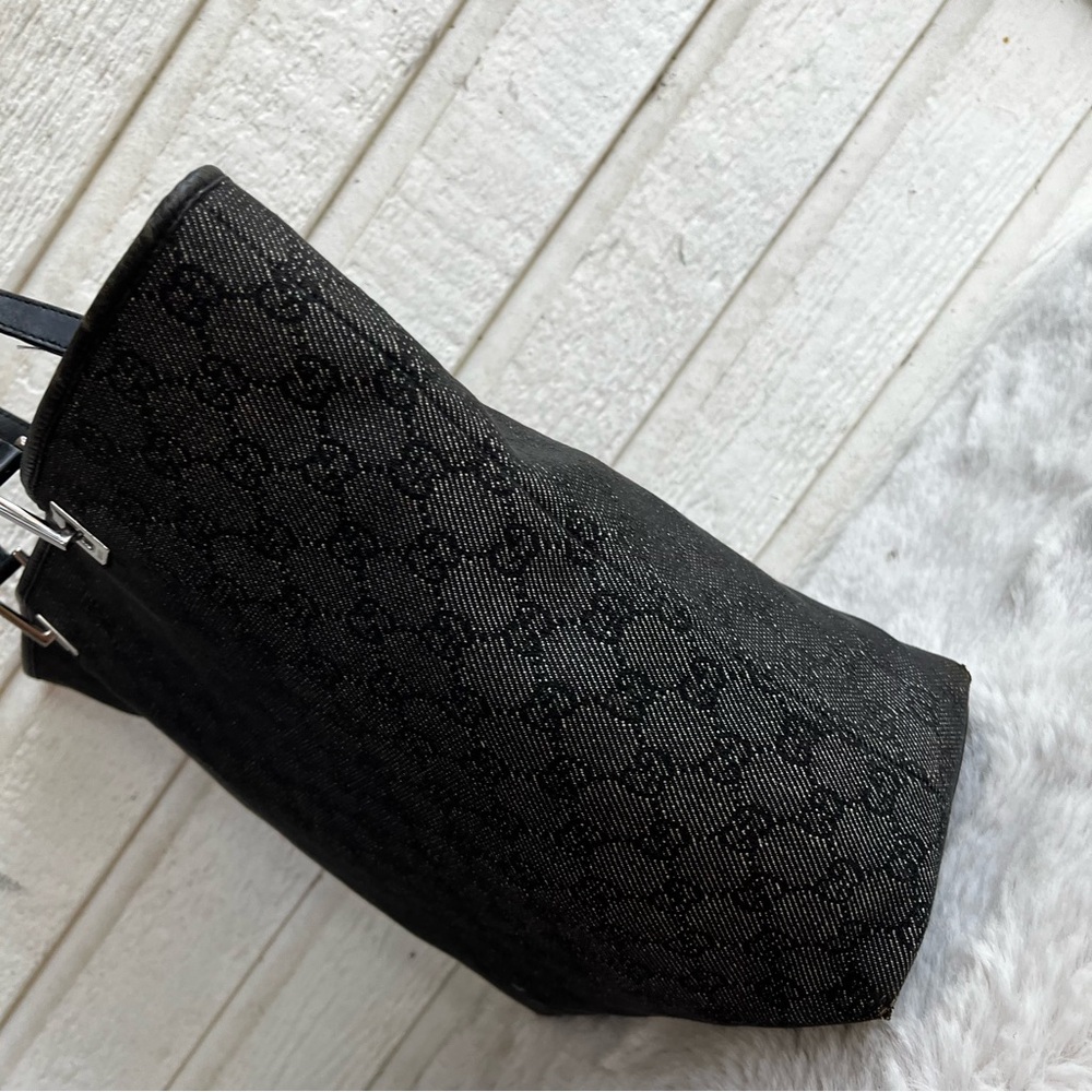 GUCCI Black Monogram Tote Y2K Vintage Shoulder Bag GG Web - Picture 5 of 11